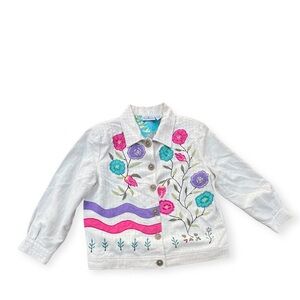 Patchington Vintage Retro 90s 00s White Floral ‎ Embroidered Women's MED  Jacket